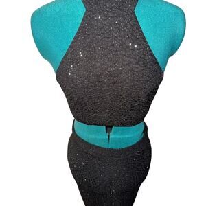 Leopard Print Black Glitter Dress